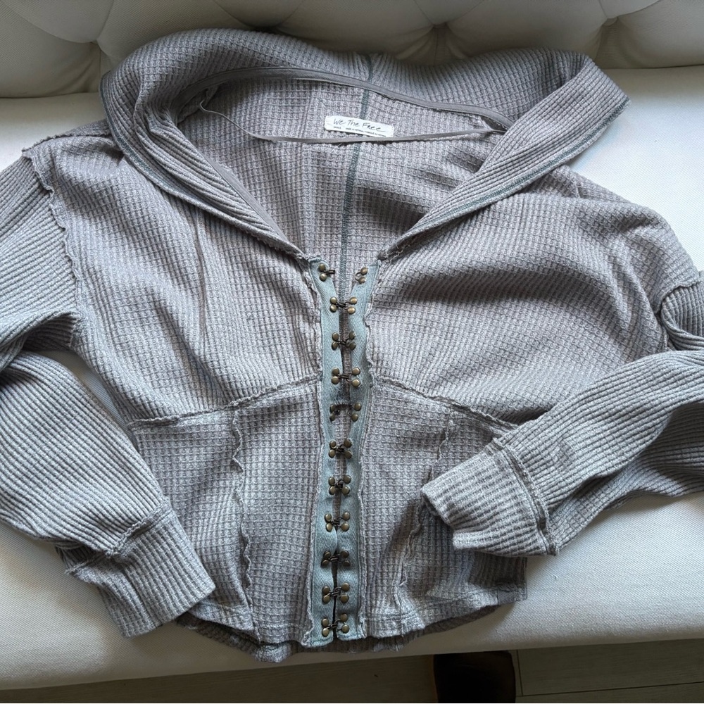 Free People corset waffle knit hoodie